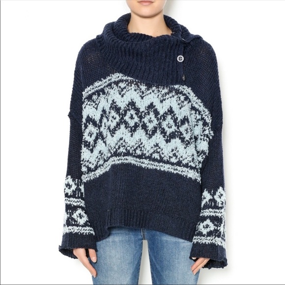 Free People Sweaters - Free People Fairisle Split-Neck Sweater